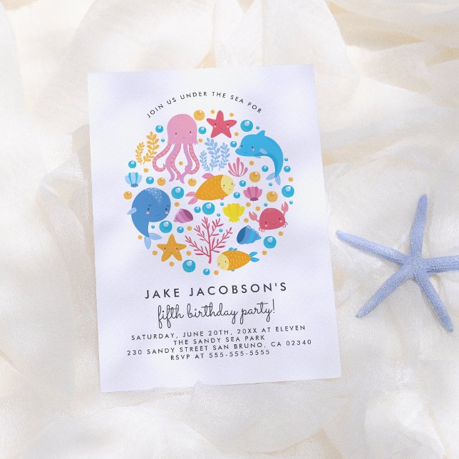 Invitation Cute Under the Sea Créatures Anniversaire (Créateur téléchargé)