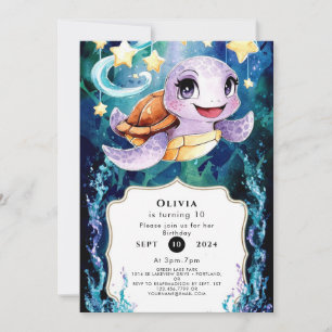 Invitation Cute Under the Sea Kids' Turtle Anniversaire