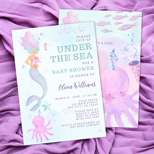 Invitation Cute Under the Sea Mermaid Baby shower (Créateur téléchargé)