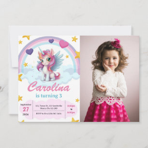 Invitation Cute Unicorn fête d'anniversaire
