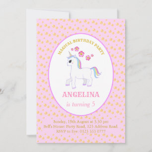 Invitation Cute Unicorn fête d'anniversaire