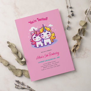 Invitation Cute Unicorn fête d'anniversaire