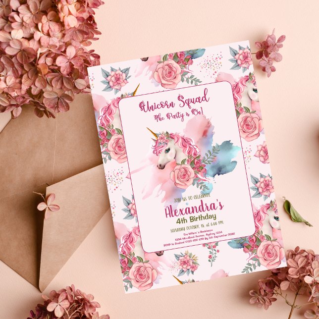 Invitation Cute Unicorn Rainbow fête d'anniversaire (Créateur téléchargé)