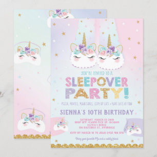 Invitation Cute Unicorn Sleepover Anniversaire Fête Invitatio