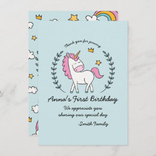 Invitation Cute Unicorn sur Laurels.Anniversaire.Remerciement