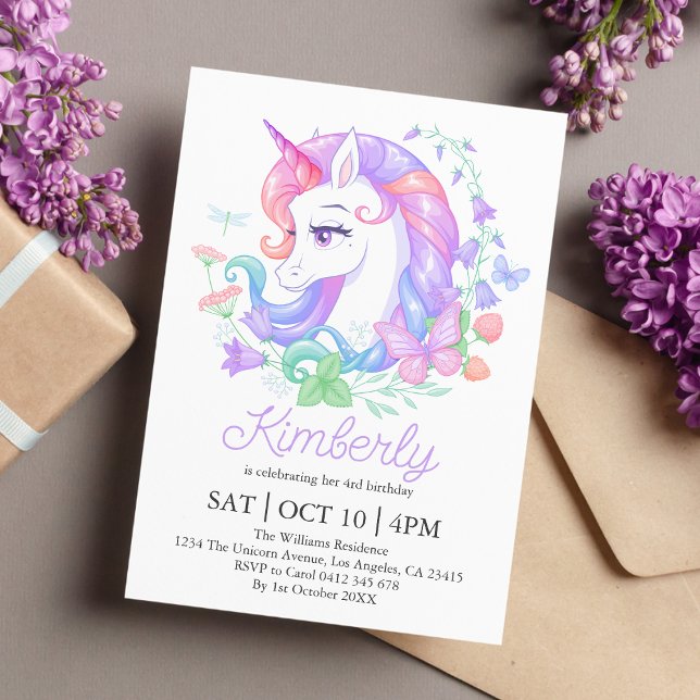 Invitation Cute Unicorn Tous les âges Anniversaire de enfant (Créateur téléchargé)