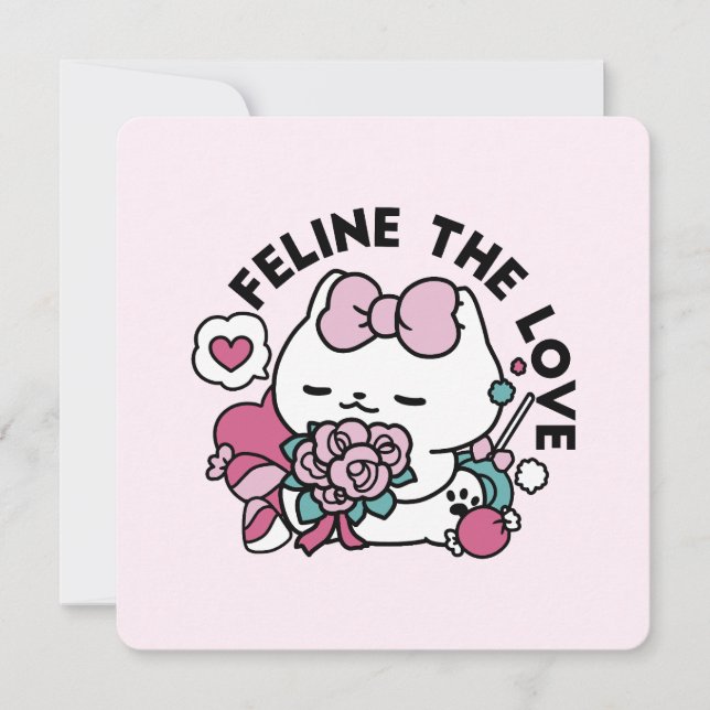 Invitation Cute Valentine's Cat Design - Feline the Love (Devant)