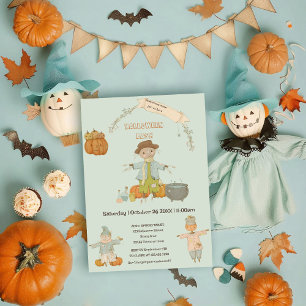 Invitation Cute Vintage épouvantail halloween bash