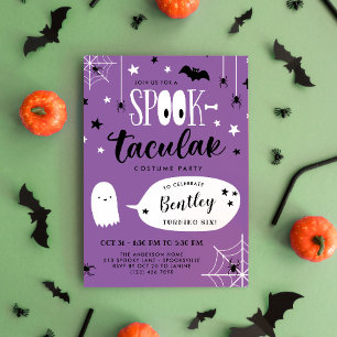 Invitation Cute Violet Spooktacular Enfants Halloween Anniver