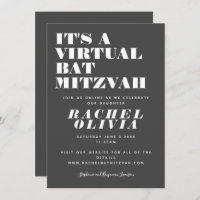 Cute Virtual Online Bat mitzvah noir et blanc