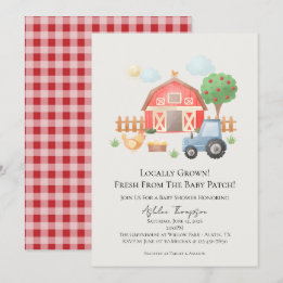 Invitation Cute Watercolor Barn Farm Animals Baby Shower