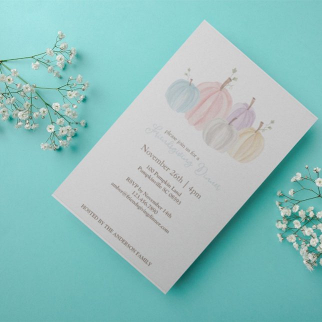 Invitation Cute Watercolor Pastel Citrouilles Thanksgiving (Créateur téléchargé)