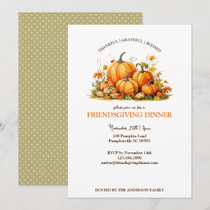 Invitation Cute Watercolor Pumpkins Friendsgiving Thanksgivin