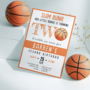 Invitation Cute Watercolor Rookie Basketball 2e anniversaire