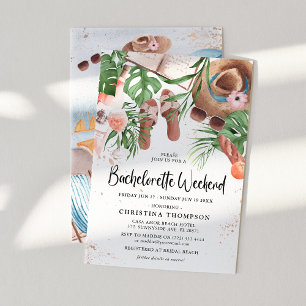 Invitation Cute Watercolor Summer Bachelorette Party Week-end