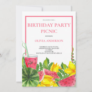 Invitation Cute Watermelon Anniversaire Pique-nique