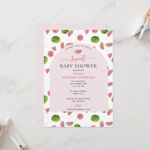 Invitation Cute Watermelon Summer Pink Girl Baby shower