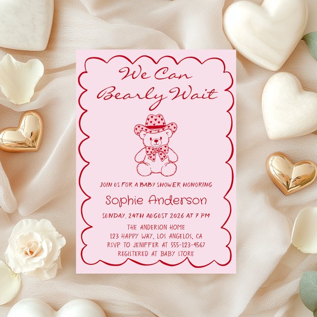 Invitation Cute We Can Bearly Wait Teddy Bear Baby Shower (Créateur téléchargé)