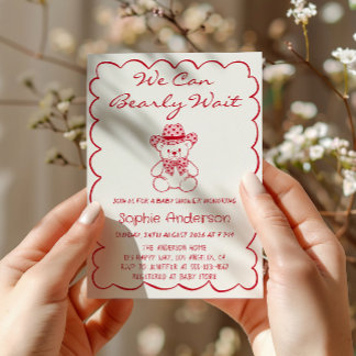 Invitation Cute We Can Bearly Wait Teddy Bear Baby Shower