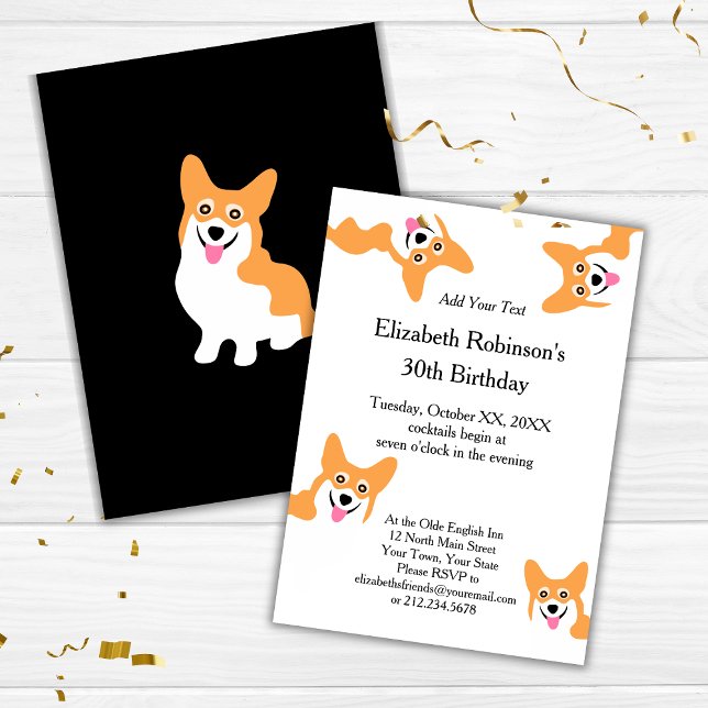 Invitation Cute Welsh Pembroke Corgi Puppy Anniversaire (Créateur téléchargé)