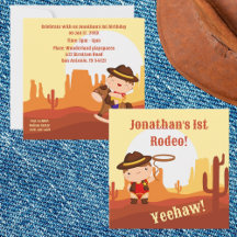 Cute Western Cowboy 1er rodéo Age 1 anniversaire