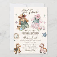 Cute Western Cowgirl et Cowboy Twin Baby shower