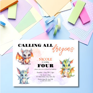 Invitation Cute Whimsical Dragons Fairytale Anniversaire de e