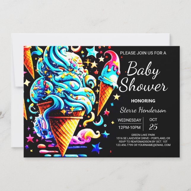 Invitation Cute Whimsical Scoop Ice Cream Baby shower garçon (Devant)