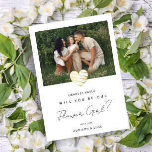Invitation Cute White Heart Photo Flower Girl Proposal Card