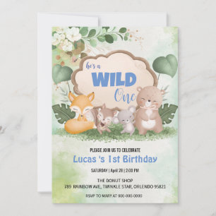 Invitation Cute Wild One jungle Animal 1er anniversaire fête