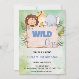Invitation Cute Wild One jungle Animal 1er anniversaire fête
