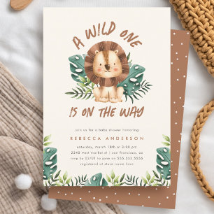Invitation Cute Wild One Lion Jungle Safari Boy Baby shower