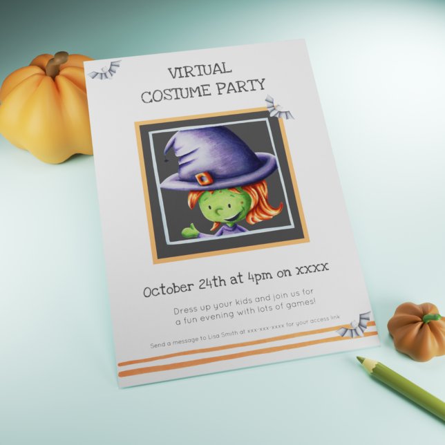Invitation Cute Witch Virtual Costume Party Birthday (Créateur téléchargé)