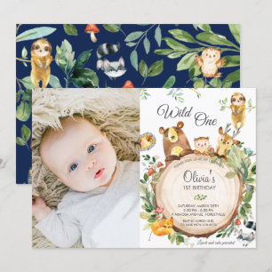 Invitation Cute Woodland Animaux 1er Anniversaire Wild One Ph