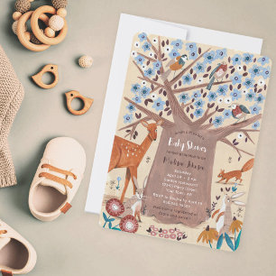 Invitation Cute Woodland Animaux Arbre Baby shower neutre