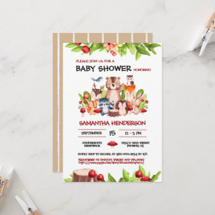 Invitation Cute Woodland Animaux Baby shower Garçon Fille