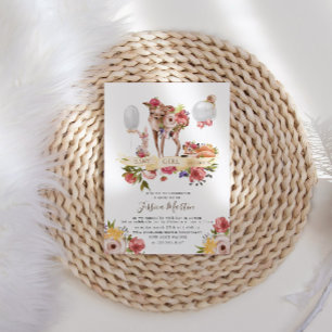 Invitation Cute Woodland Animaux Floral Baby shower virtuel