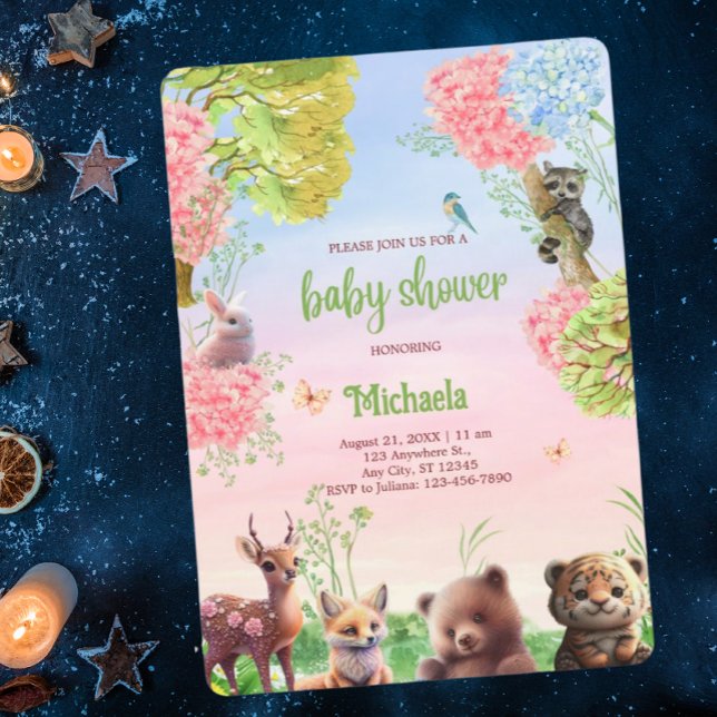 Invitation Cute Woodland Animaux Jungle Baby shower Safari (Créateur téléchargé)