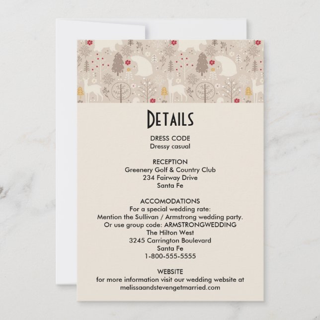 Invitation Cute Woodland Animaux Motifs nordiques (Devant)