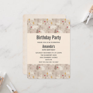 Invitation Cute Woodland Animaux Motifs nordiques Anniversair