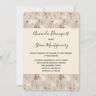 Invitation Cute Woodland Animaux Motifs nordiques Mariage