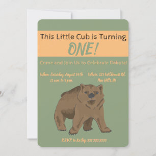 Invitation Cute Woodland Brown Bear Cub