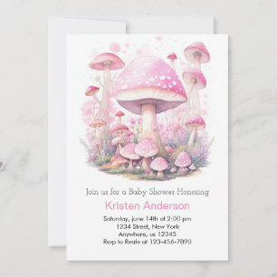 Invitation Cute Woodland Champignons Aventure Baby shower fil