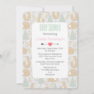Invitation Cute Woodland Créatures Motif Baby shower Invitati