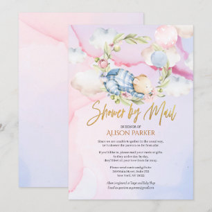 Invitation Cute Woodland Teddy Bear Boy Baby shower par courr