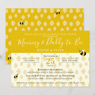 Invitation Cute Yellow Honeycomb Baby shower de Bee Couple