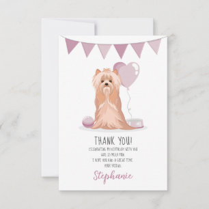 Invitation Cute Yorkshire Terrier Anniversaire Merci