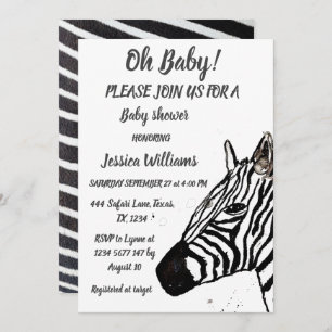 Invitation Cute Zebra Safari Jungle animal motif Baby boy I