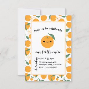 Invitation Cutie Clementine Mandarin Tangerine Bleu orange
