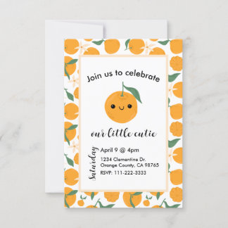 Invitation Cutie Clementine Mandarin Tangerine Bleu orange